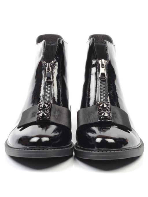 01-CA104-2 BLACK Ботинки женские (натуральная кожа, байка)