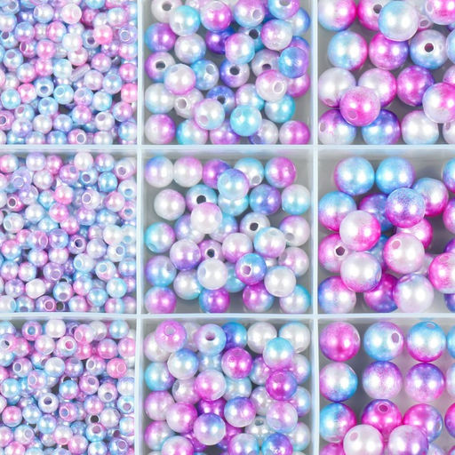 Бусины в шкатулке «Градиент голубо-сиреневый», 12 делений, 10×13.5×1.8 см