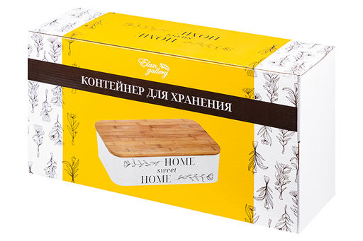 Контейнер д/хранения 42,3*23*12,7 см Белый с бамбуковой крышкой - Elan gallery фото 10
