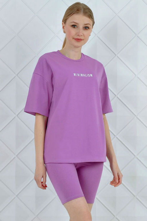 Арт. 5727 Костюм с велосипедками 42-50 (5 шт) Цвет:верх-помада, низ-помада - Калинка фото 6