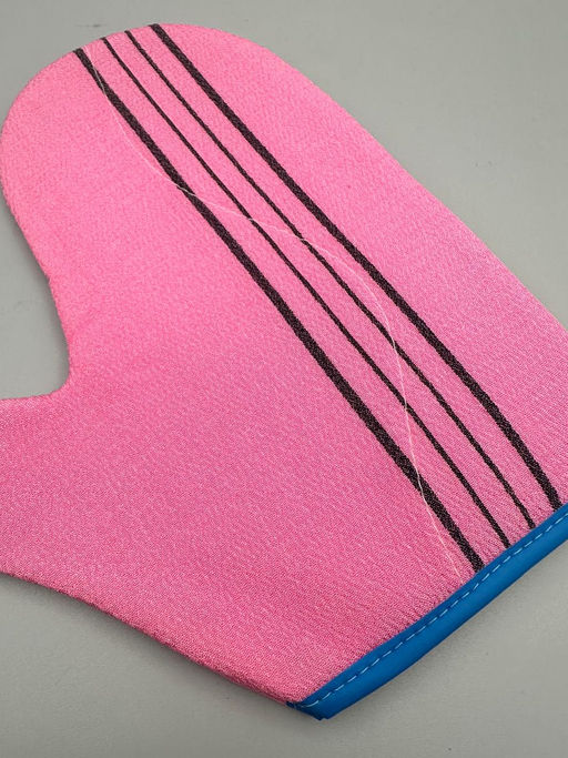 Bath Towel Мочалка-рукавица для душа с пилинг-эффектом, уплотненная, розовый