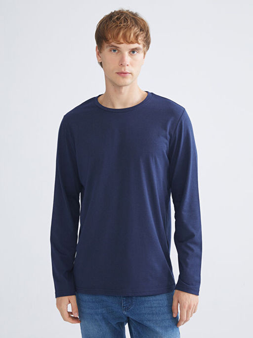 Bisiklet Yaka Uzun Kollu Erkek Ti??rt