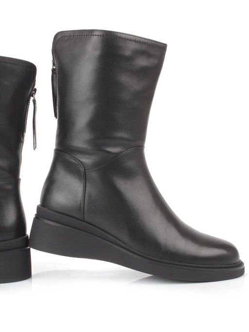 Z4212M BLACK Полусапоги зимние женские (натуральная кожа, натуральный мех)