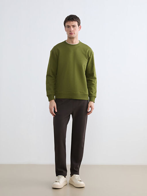 Bisiklet Yaka Erkek Kal?n Sweatshirt