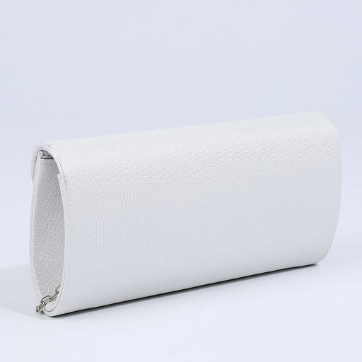 Сумка-клатч на магните, длинная цепь, цвет белый