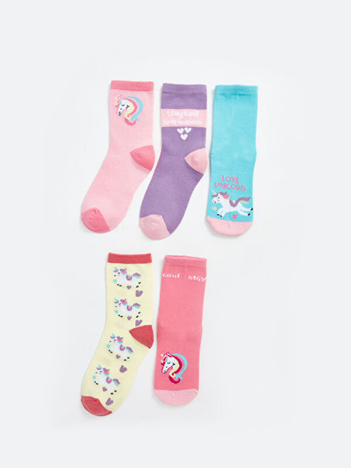 Desenli K?z ?ocuk Soket ?orap 5li