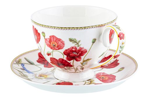 Чайн. пара 2 пр. 300 мл 12,5*9,5*7 см Маки на ножке, NEW BONE CHINA - Elan gallery фото 4