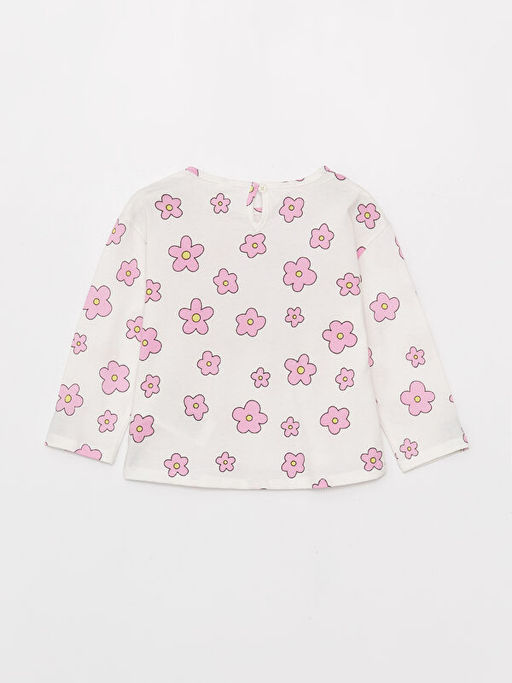 Bisiklet Yaka Bask?l? Uzun Kollu K?z Bebek Ti??rt - Waikiki фото 2