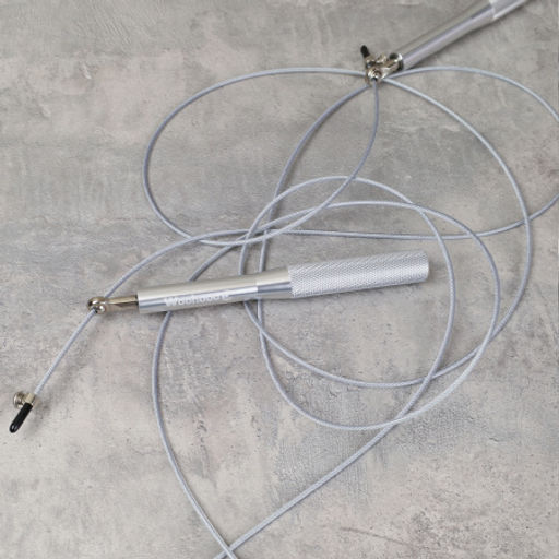 Скакалка скоростная Woohooo Uragano Pro / длина 2.5mm/3m, ручки 1.7х17.5 см / Вес 168g / Silver / уп48 - Галеонтрейд фото 3