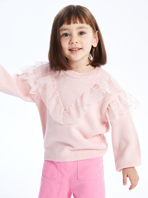 Bisiklet Yaka Uzun Kollu F?rf?r Detayl? K?z Bebek Triko Kazak - Waikiki фото 3