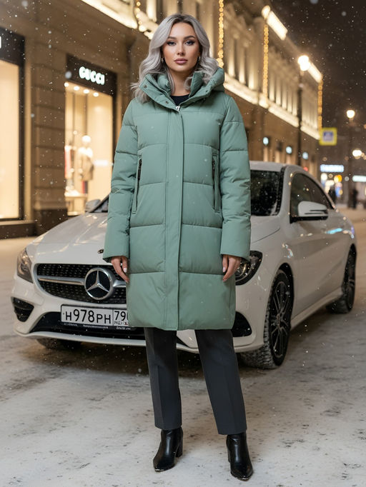 Куртка зимняя MTFORCE 9629Z женская удлиненная зеленая утеплитель 260 г/м²  фото 21