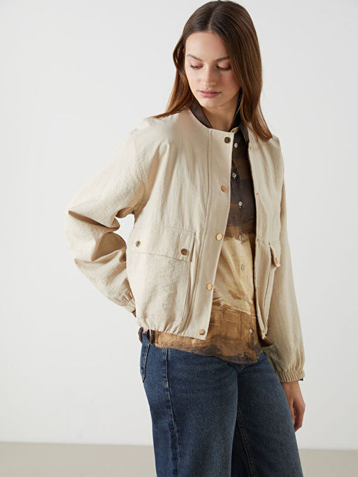 Bisiklet Yaka Oversize Kad?n Bomber Ceket