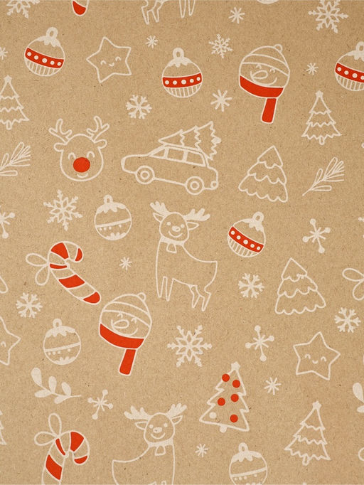 Бумага в тубусе крафтовая в рулоне «Новогодние мотивы», 0.68 × 7 м
