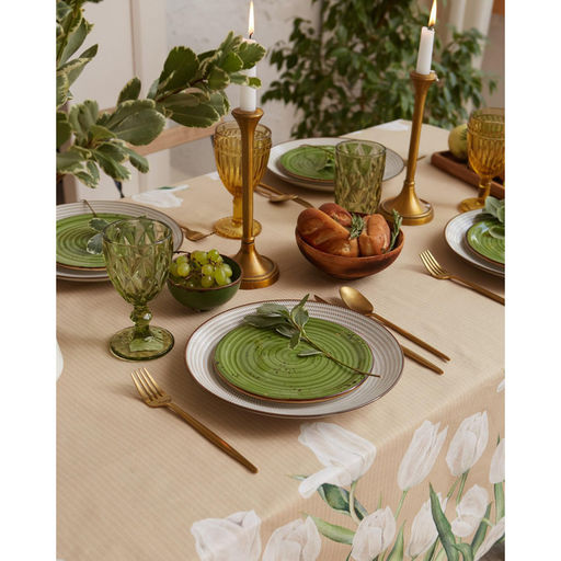 Скатерть Этель. Белые тюльпаны, 149?220 см, 100% хлопок, саржа 190 г/м?