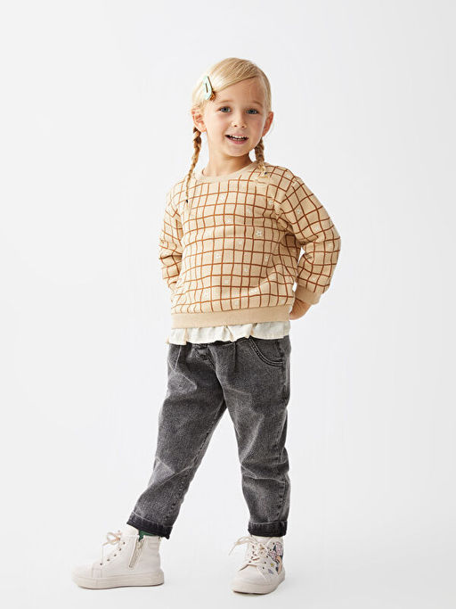 Bisiklet Yaka Uzun Kollu Bask?l? K?z Bebek Sweatshirt - Waikiki фото 3