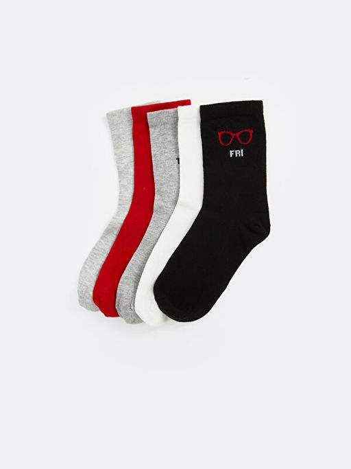 Bask?l? Kad?n Soket ?orap 5li