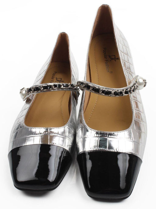 06-H4A-5C BLACK/SILVER Туфли женские (натуральная кожа)