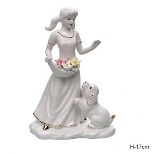 Статуэтка Девочка с собакой 17 см / W702 /уп 60/ - Галеонтрейд фото 2