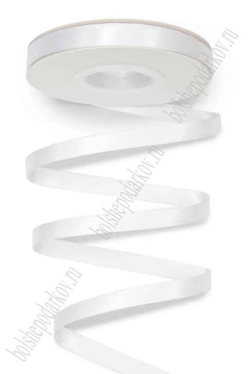 Лента атласная двусторонняя 1 см*25 ярд (SF-7881) белый №0005