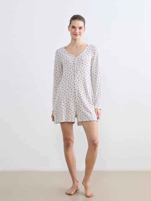 V Yaka ?i?ekli Kad?n ?ortlu Uyku Tulumu