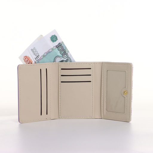 Кошелёк женский на кнопке, 10.5×2.5×8.5 см, с принтом, сиреневый/белый