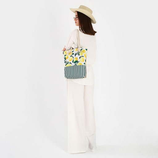 Сумка пляжная на молнии, цвет белый/жёлтый - Nazamok фото 21