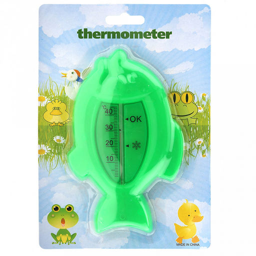 Термометр для ванны +45-0С "Рыбка" 15х9,3см, пластик, цвета в ассортименте: голубой, розовый, зеленый, в блистере (Китай)