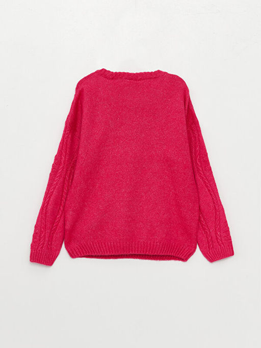 Bisiklet Yaka Kendinden Desenli Uzun Kollu K?z ?ocuk Triko Kazak - Waikiki фото 2