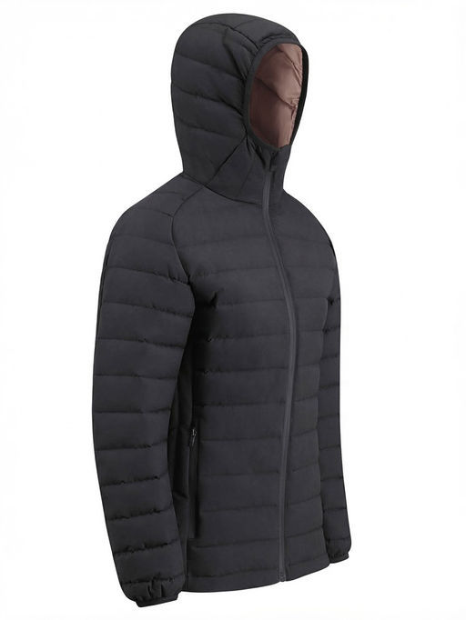 Куртка женская стёганая с капюшоном с графеновой подкладкой черного цвета 9624_1Ch