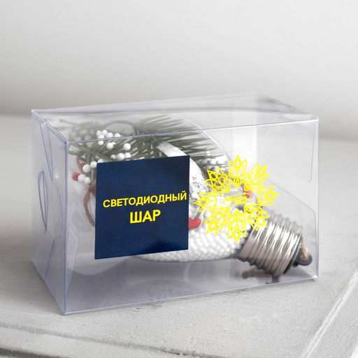 Ёлочный шар «Ветка ели», 5 LED, от батареек, свечение белое