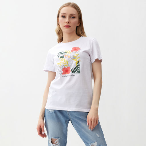 Футболка женская Let's go, белая, размер 46