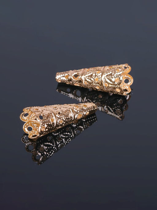 Цена за 2 шт. Шапочки для бусин (набор 10 шт.), СМ-103-1, 23?14 мм, цвет золото