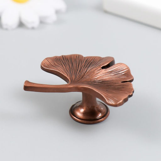 Ручка для шкатулки металл «Лист веер», состаренная медь, 5×5.4 см