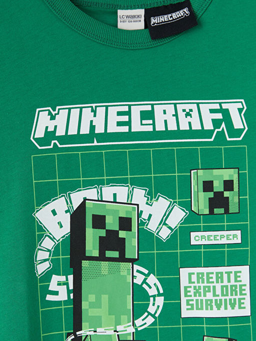 Bisiklet Yaka Minecraft Bask?l? Erkek ?ocuk Ti??rt