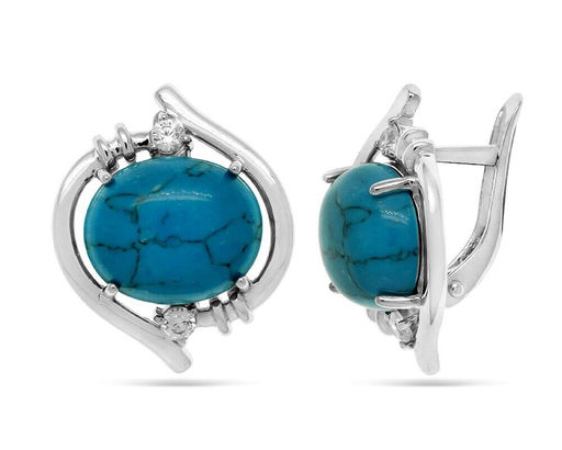 Серьги из серебра бирюза пресс., СПН4204