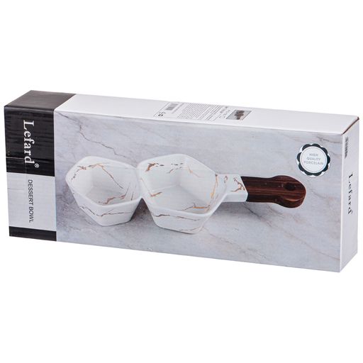 МЕНАЖНИЦА С ДЕРЕВЯННОЙ РУЧКОЙ КОЛЛЕКЦИЯ ЗОЛОТОЙ МРАМОР ЦВЕТ:WHITE 32*12,5*5 СМ - Lefard фото 2