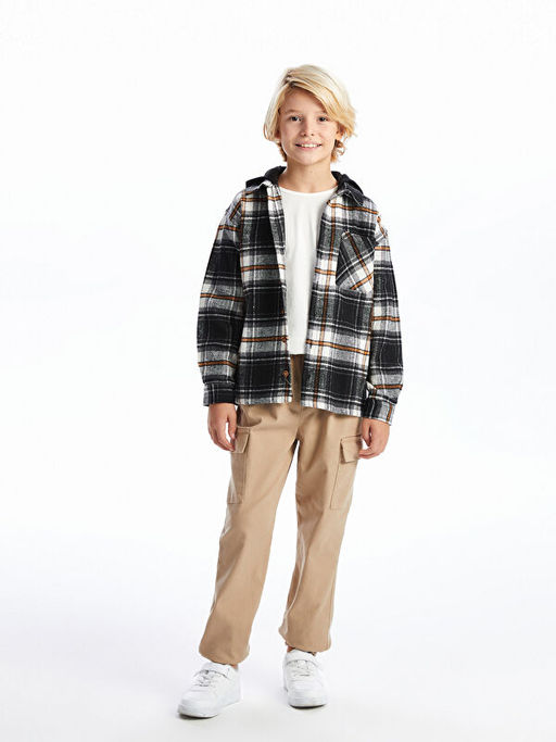 Kap??onlu Ekose Erkek ?ocuk G?mlek Ceket - Waikiki фото 3