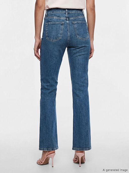 Y?ksek Bel Crop Flare Kad?n Jean Pantolon