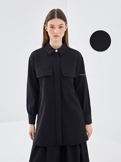 Dokulu Oversize Kad?n G?mlek Tunik