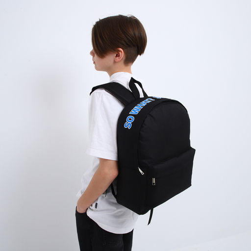 Рюкзак текстильный с печатью на верхней части SO WHAT, 38х29х11 см, черный - Nazamok фото 11