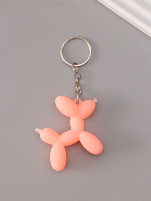 Цена за 2 шт. Брелок для ключей на кольце «Воздушный шарик - Собачка», резина, розовый 5×5.5 см