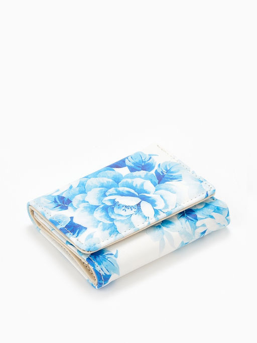 Кошелёк женский на кнопке, 10.5?2.5?8.5 см, с цветочным принтом, разноцветный