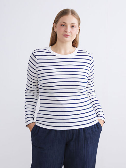 Bisiklet Yaka ?izgili Kad?n Body