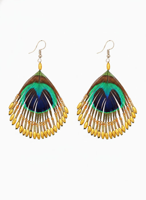 Серьги «Павлин», 5×8 см, жёлтые