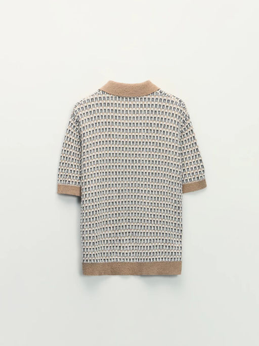 Вязаный джемпер поло с контрастным воротником / Zarina  фото 3