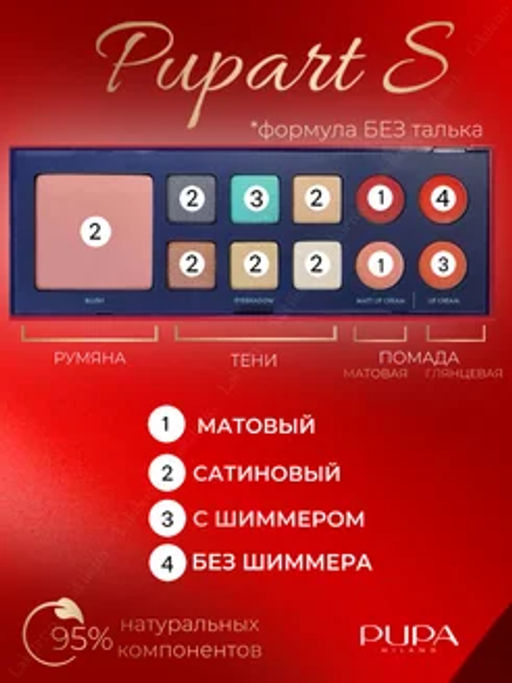 PUPA Палетка для макияжа PUPART S тон 004 Коричневый, синий и зеленый