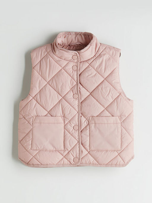 Kapitone Desenli Dik Yakal? K?z ?ocuk Yelek