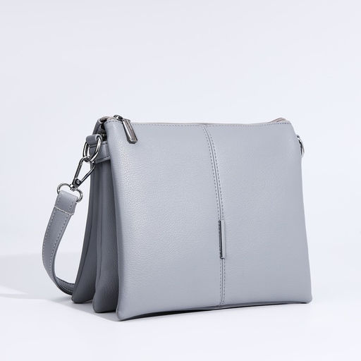 Сумка кросс-боди на молнии, 2 наружных кармана, цвет серый - Simaland фото 3