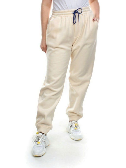 M073 BEIGE Брюки спортивные женские на флисе (85% хлопок, 10% полиэстер, 5% спандекс) 7986 - Fashion фото 7