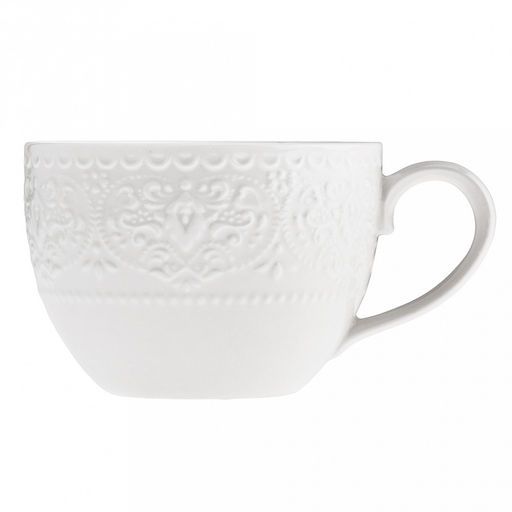 Русь Чашка фарфоровая 310мл, д9,8см h6,8см, глянцевая глазурь, белый, рельефный декор (Китай) - Домашняя мода фото 2